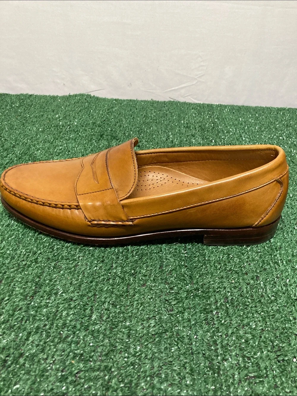 Men's Allen Edmonds Tan Leather Cavanaugh Penny Loafers sz 11.5 (OKPM-09-027)
